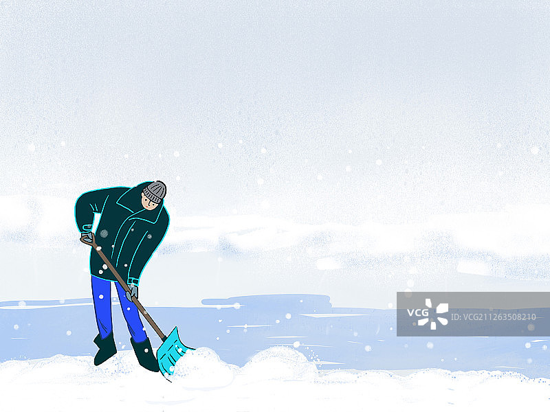 冬季扫雪插图图片素材