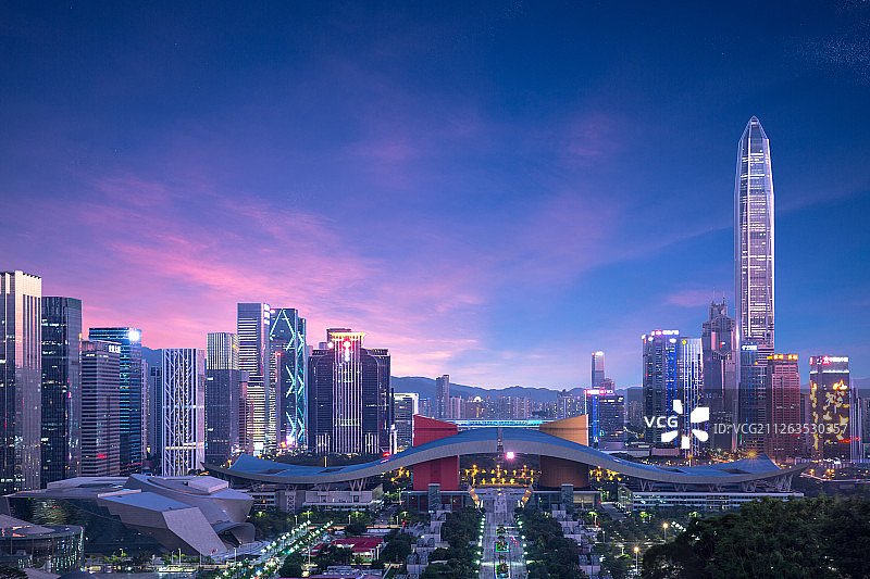深圳市福田中心区夜景图片素材