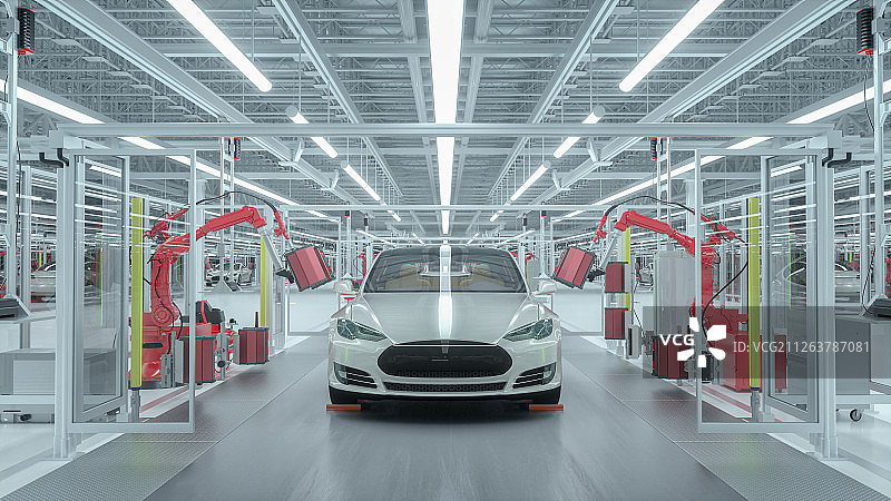 智能汽车工厂_工业机器人检测车辆图片素材