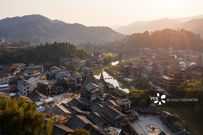 夕照程阳八寨图片素材