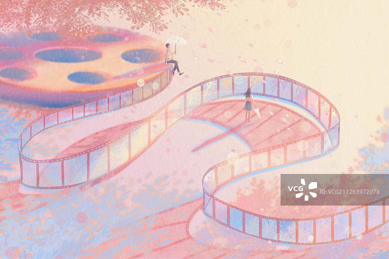 情侣意境唯美寓意插画背景海报壁纸图片素材