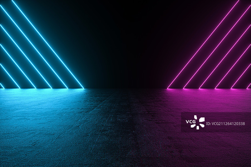 3D抽象霓虹灯空间背景图片素材
