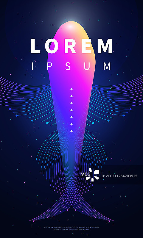 抽象线条粒子鲸鱼插画矢量海报图片素材