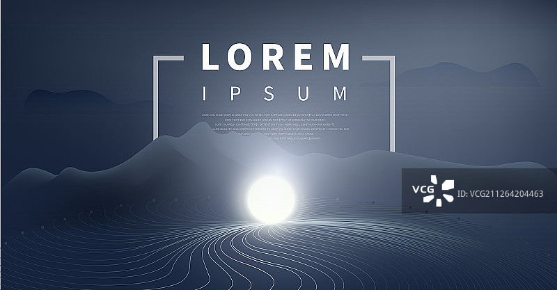 螺旋线条光球抽象山脉风光创意组合插画海报图片素材