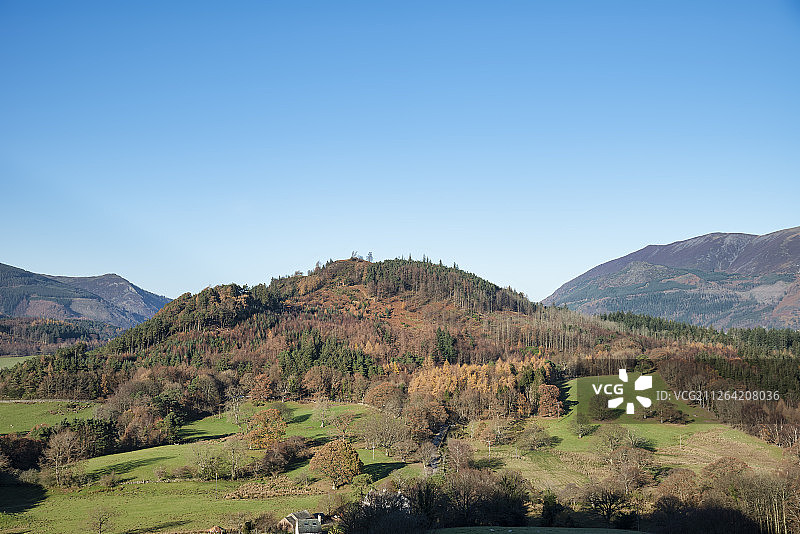 湖区德温特湖附近卡特贝尔斯秋季景色，乡村景色色彩鲜艳图片素材