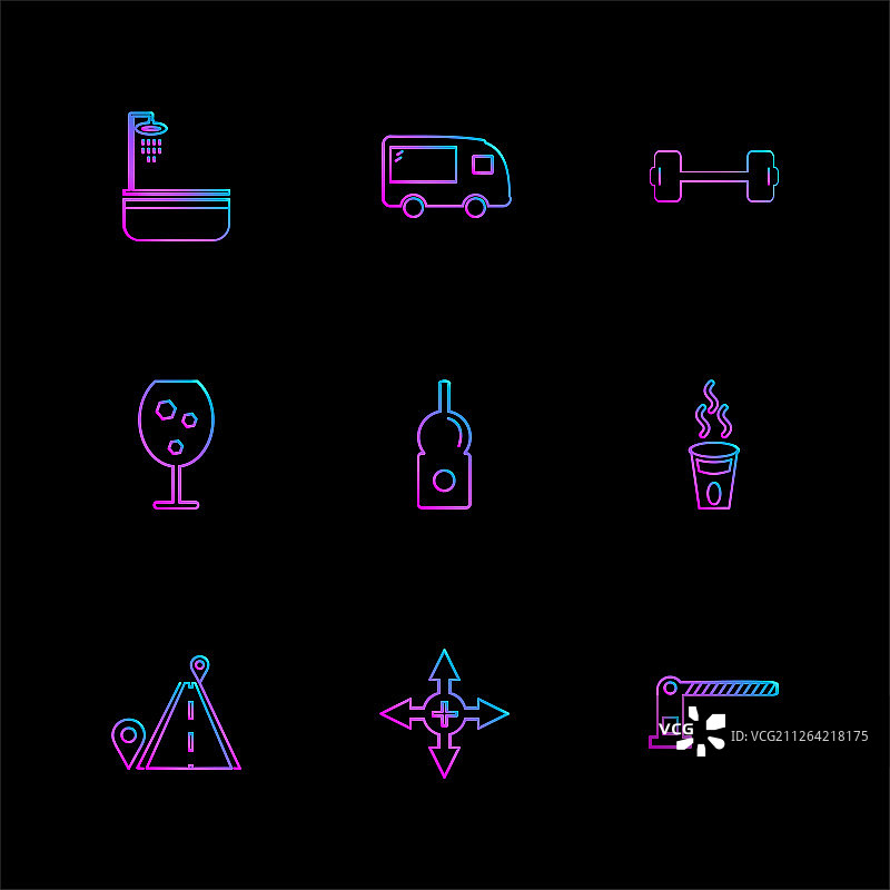 多媒体、相机、用户界面、科技、夏季、饮品、食物、板、电视、瓶子、电话、互联网、缩放图标矢量设计扁平风格创意图标合集图片素材