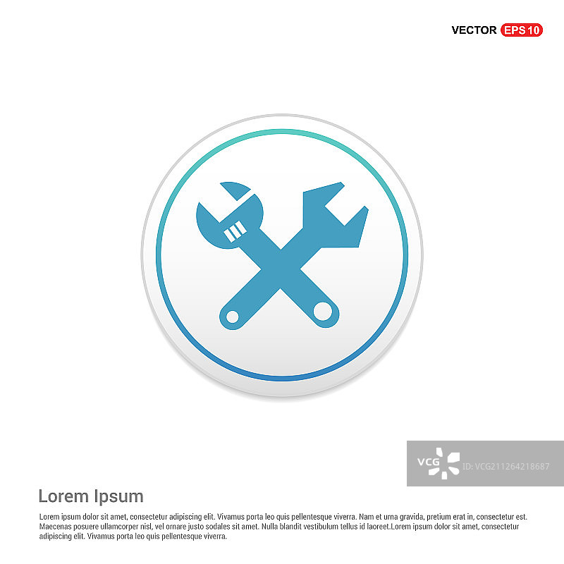 白色圆形扳手图标按钮图片素材