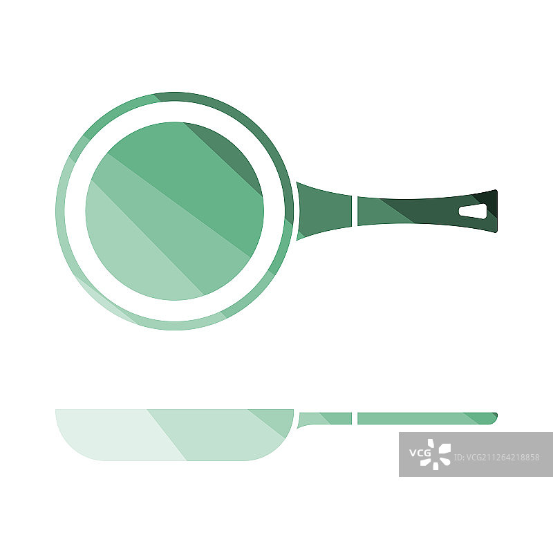 厨房平底锅图标，扁平风格设计，矢量素材图片素材