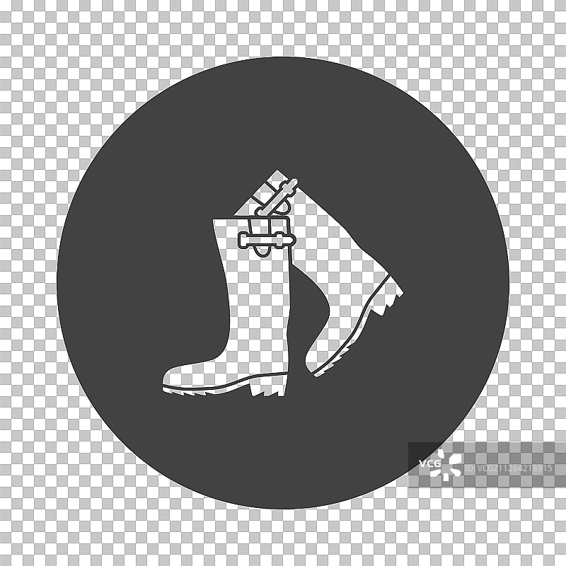 猎人橡胶靴图标（透明网格上的镂空设计，矢量图）图片素材