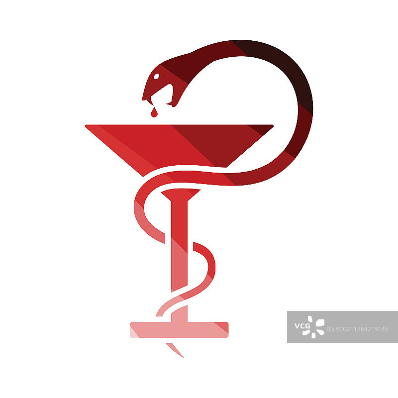 蛇与玻璃图标医学标志扁平设计矢量插图图片素材