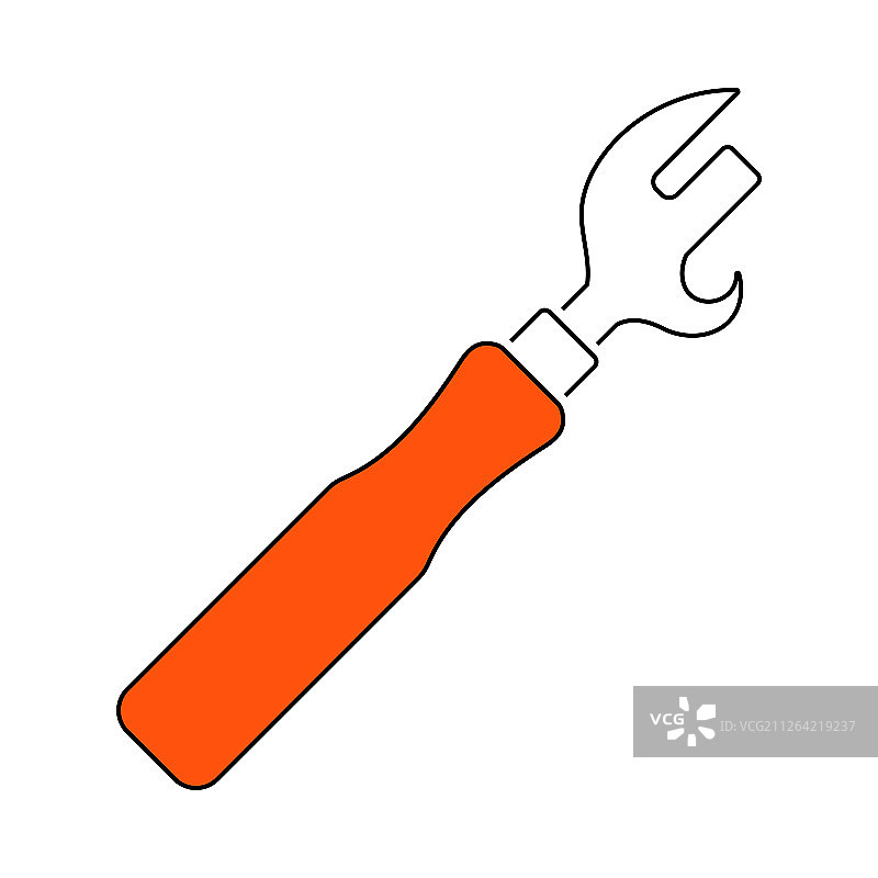 开罐器图标，橙色填充细线设计，矢量图图片素材