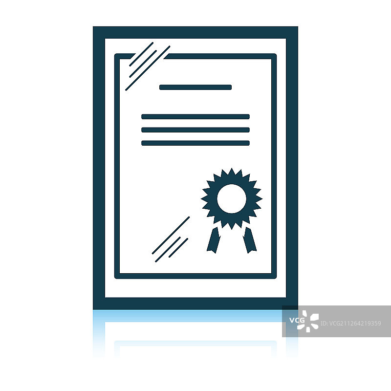 玻璃下的证书图标，阴影反射设计，矢量图图片素材