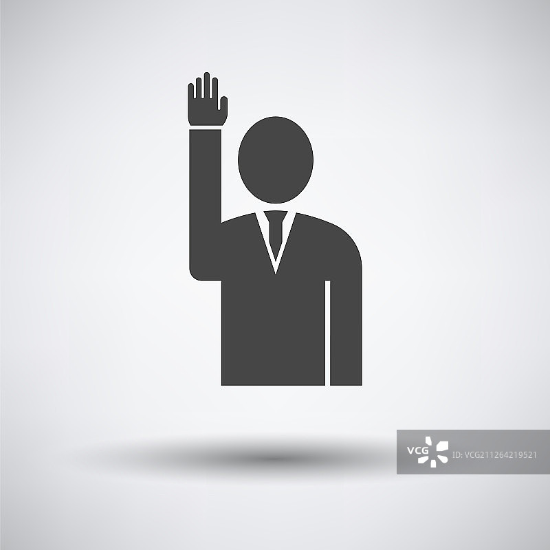 灰色背景上的投票男士图标，圆形阴影。矢量图图片素材