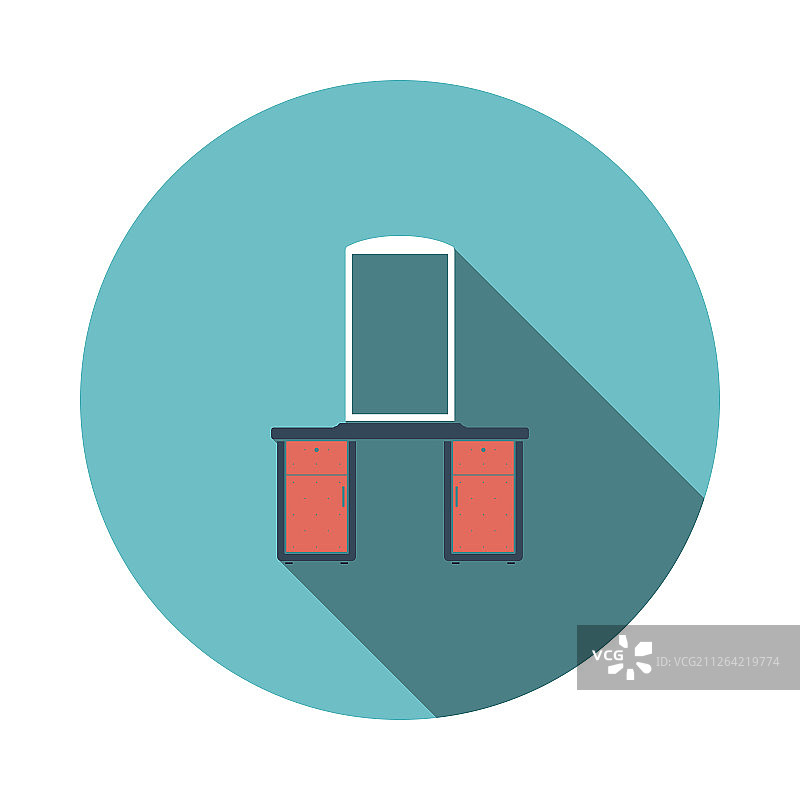 长阴影带镜梳妆台扁平圆形图标图片素材