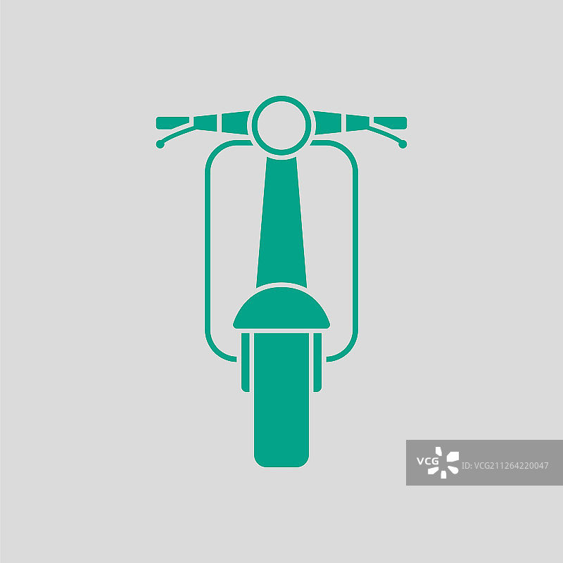 灰色背景上的绿色滑板车正面图标矢量图图片素材