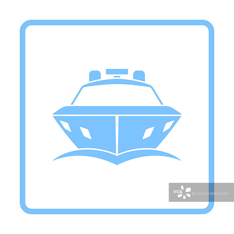 蓝色框架设计的摩托艇图标正面视图矢量图图片素材