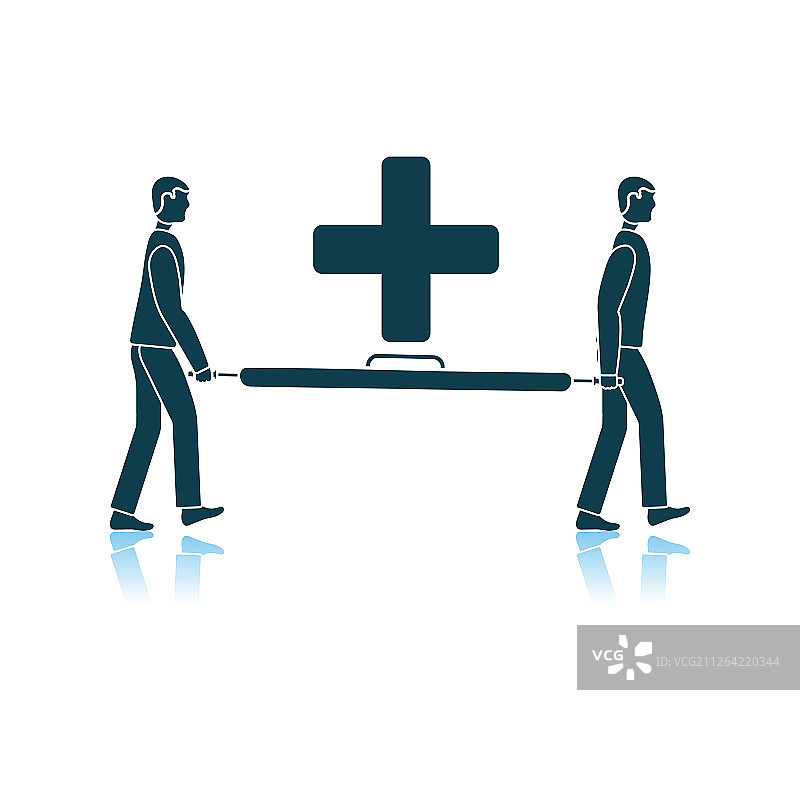 足球队医携带担架图标。阴影反射设计。矢量图图片素材