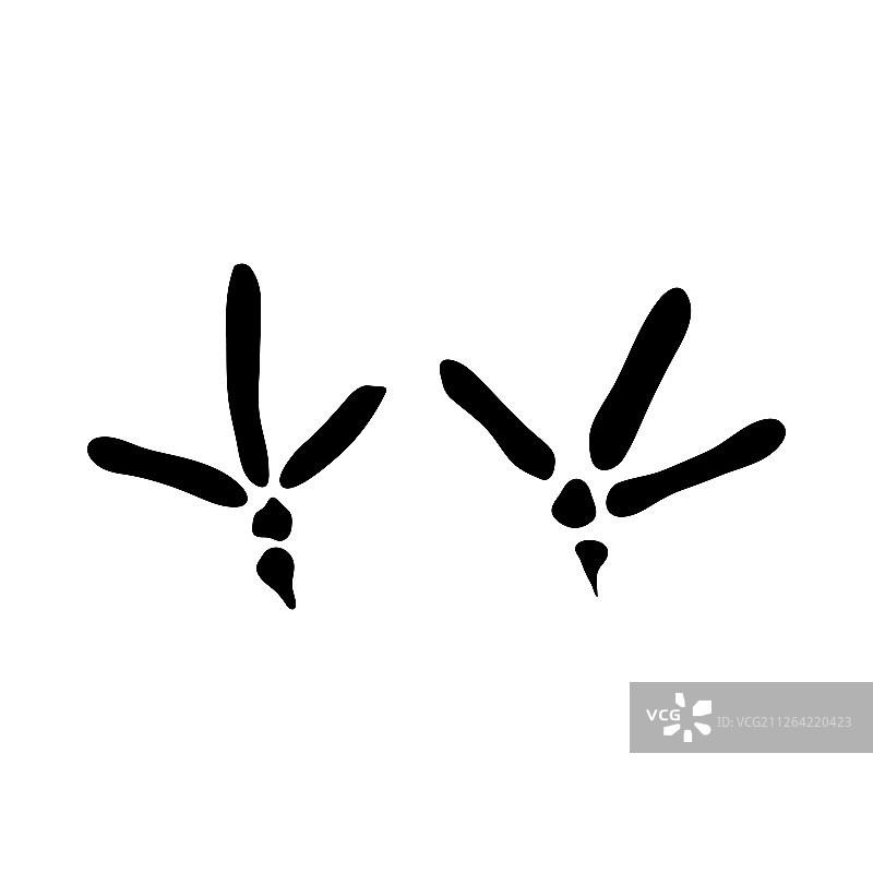 榛鸡足迹黑色剪影设计矢量插画图片素材