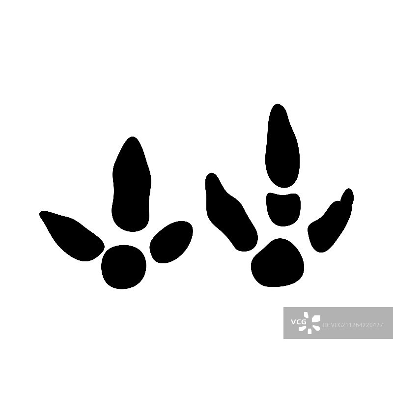 鸨的脚印黑色轮廓设计矢量图图片素材