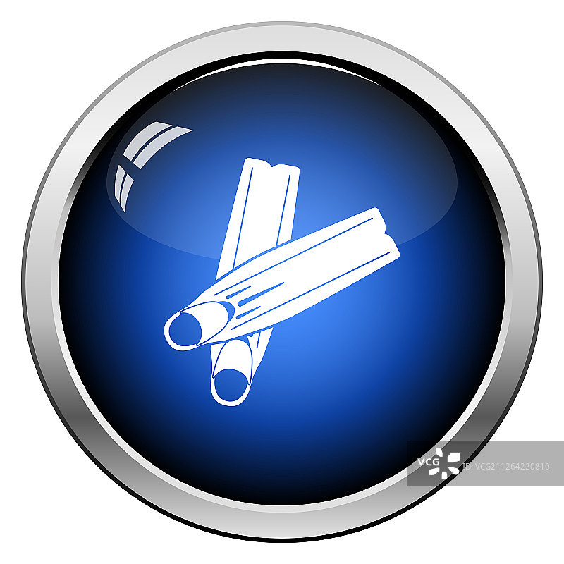 游泳脚蹼图标，光面按钮设计，矢量图图片素材