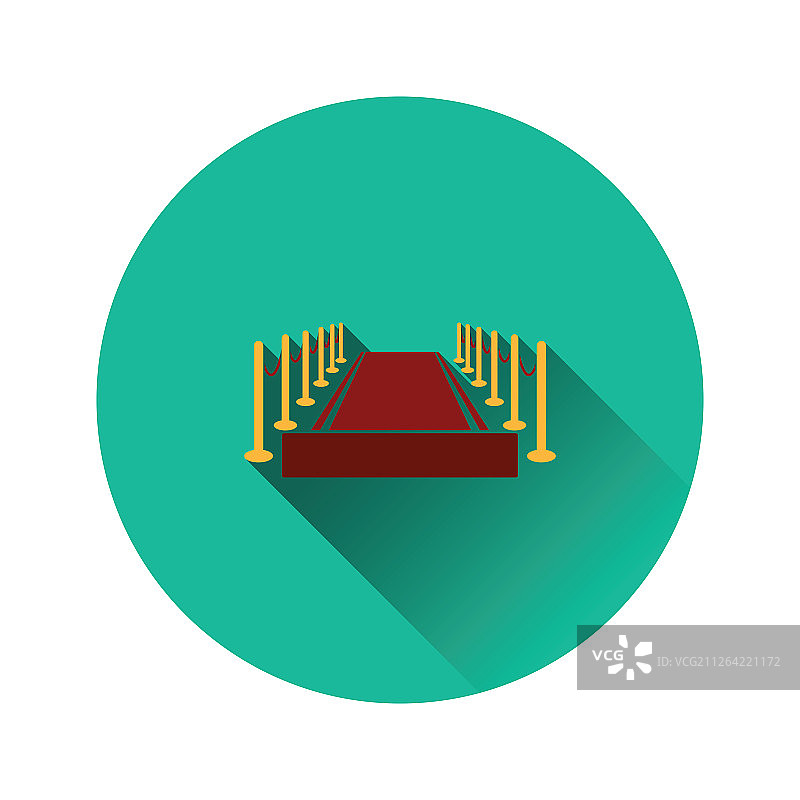 灰色背景上的红色地毯图标，圆形阴影。矢量图图片素材