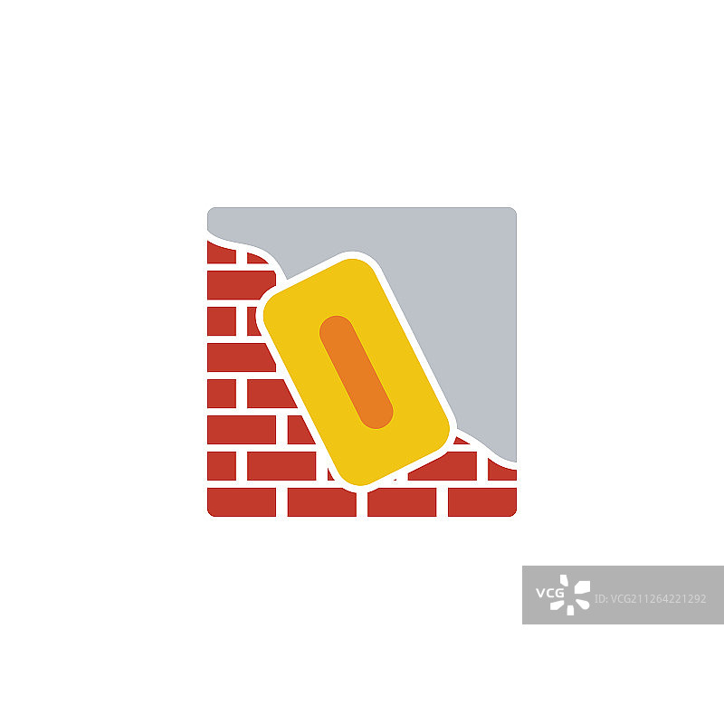 砖墙抹灰图标，扁平设计，矢量图图片素材