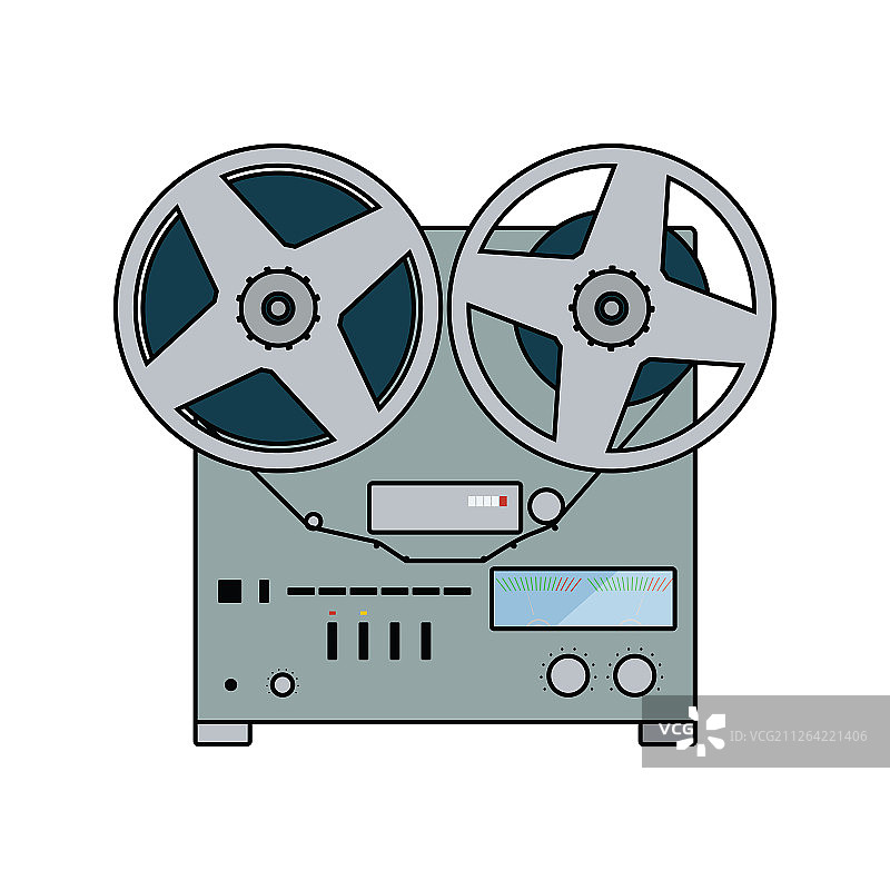 卷轴录音机图标，扁平风格设计矢量插图图片素材