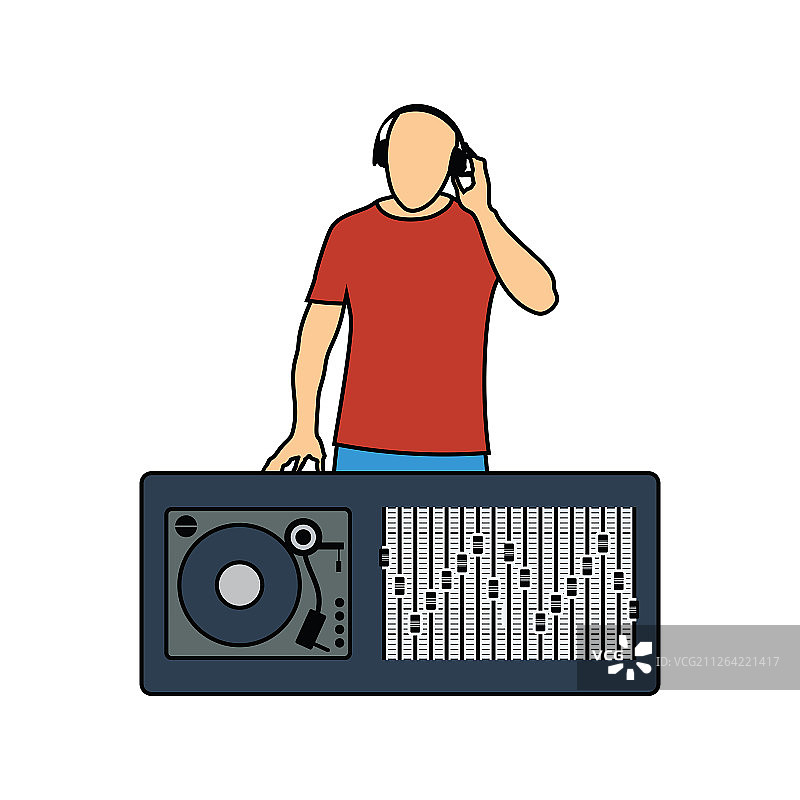 DJ图标，扁平风格设计，矢量图图片素材