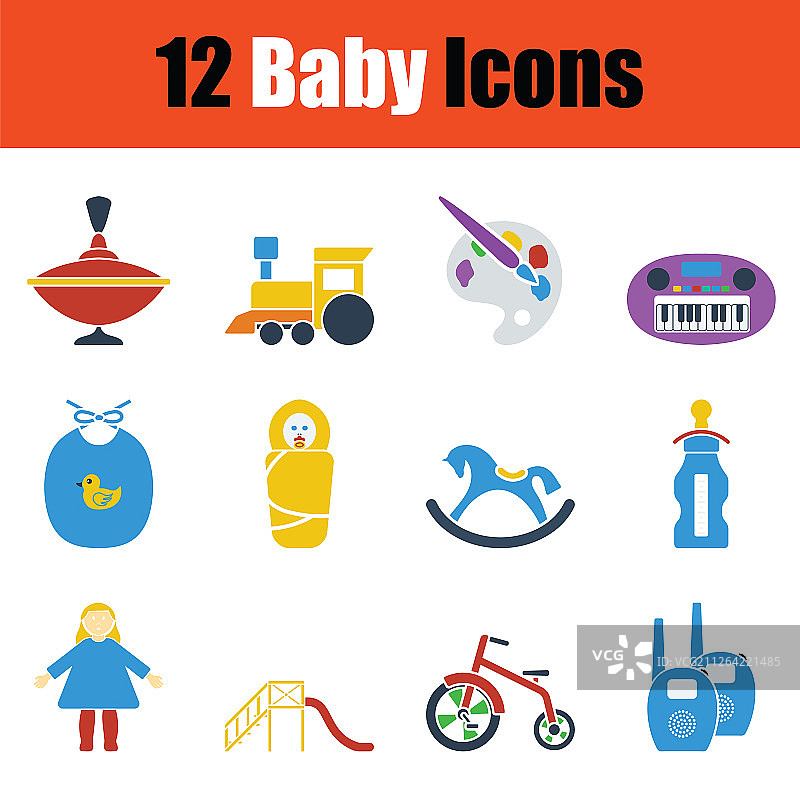 婴儿图标合集。模版颜色设计。矢量素材。图片素材