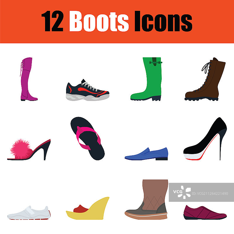 鞋类图标套装（全彩设计，矢量图）图片素材