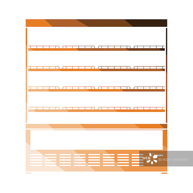 超市冰箱展示柜图标：扁平颜色设计矢量图图片素材