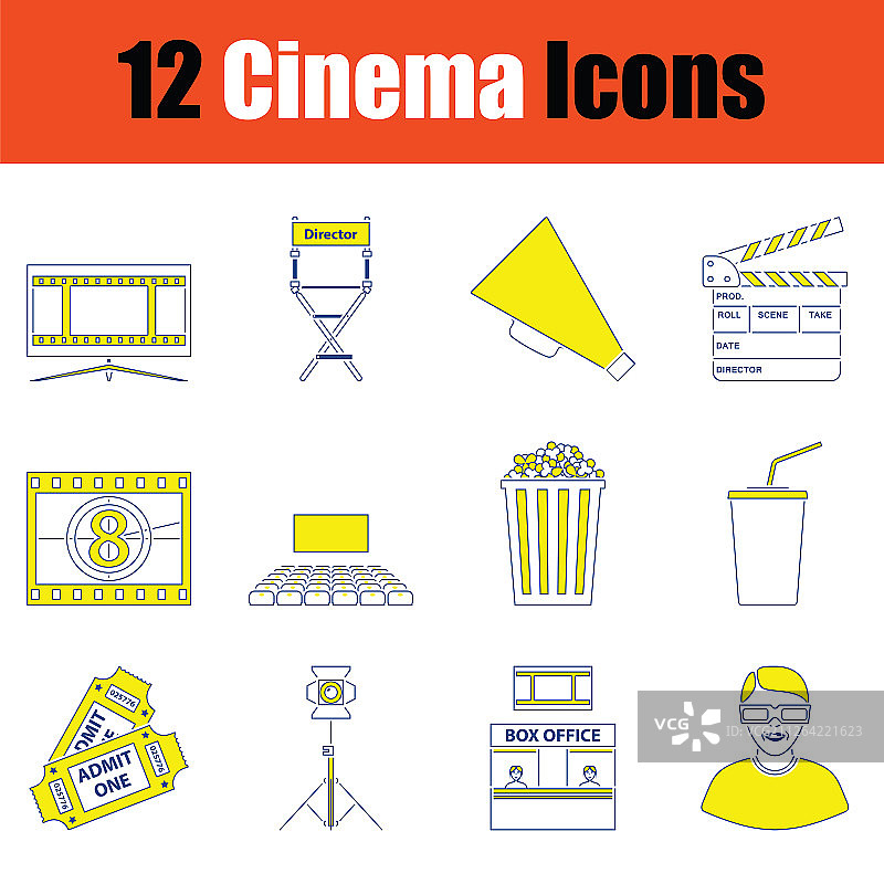 电影图标集。细线设计。矢量素材图片素材