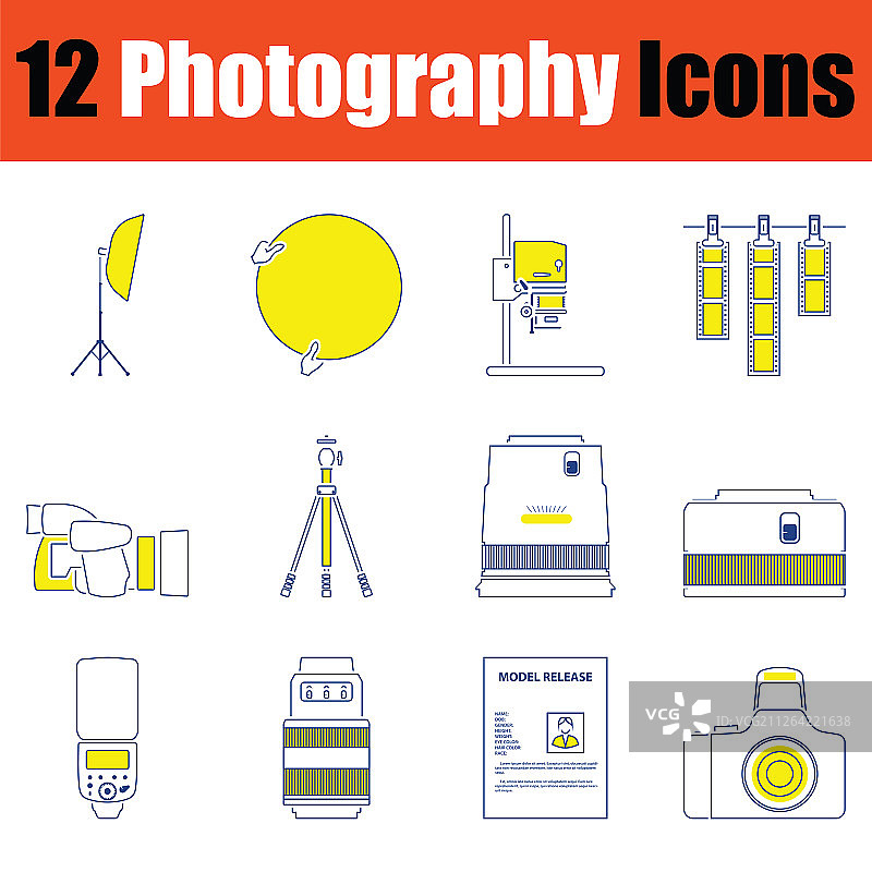 摄影图标合集：细线设计矢量图图片素材
