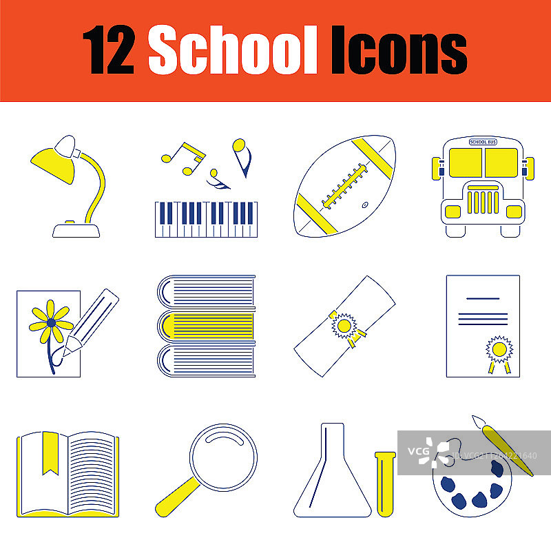 学校图标集。细线设计。矢量图。图片素材