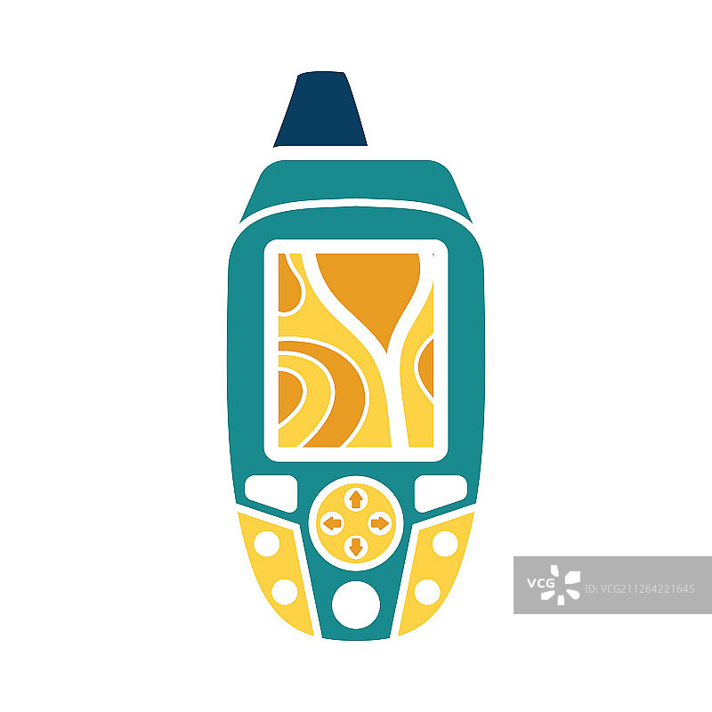 便携式GPS设备图标（蓝黄色调，矢量图）图片素材