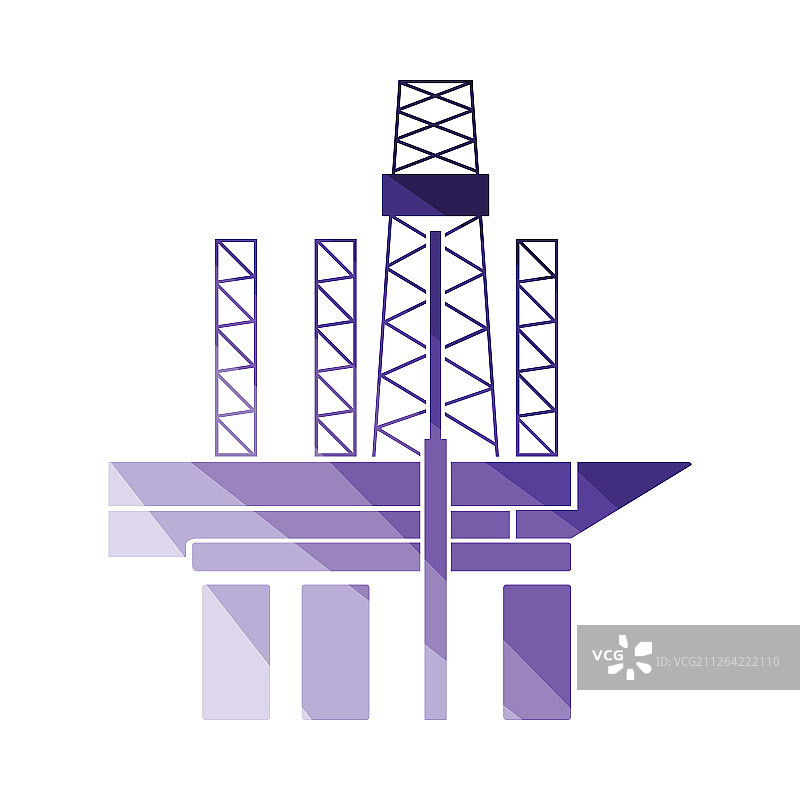 海上石油平台图标扁平配色设计矢量图图片素材