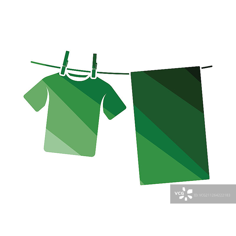 晾晒亚麻布图标，扁平风格设计矢量素材图片素材