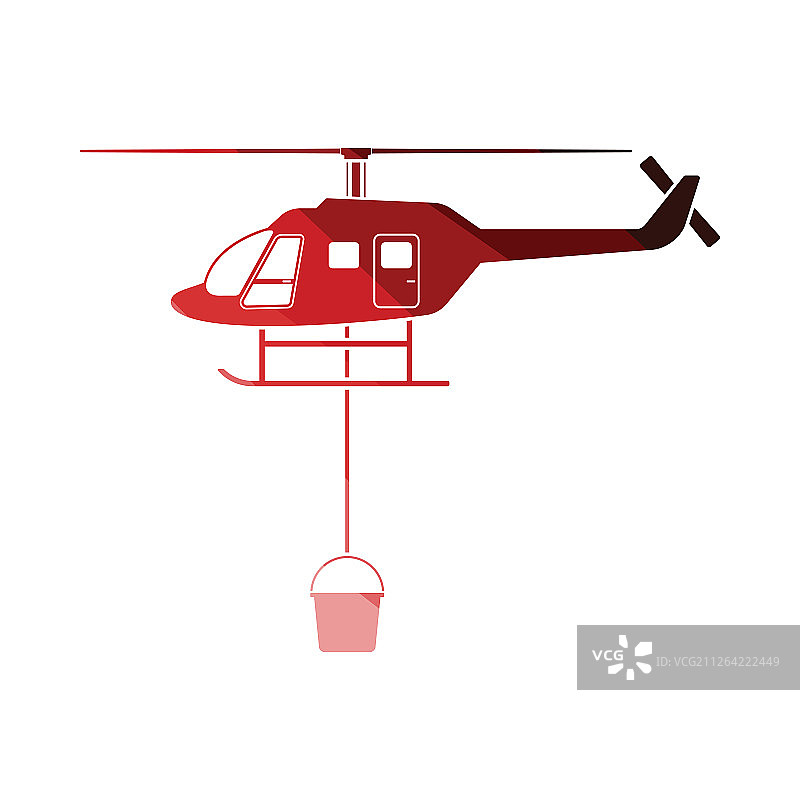 消防直升机图标扁平配色矢量素材图片素材