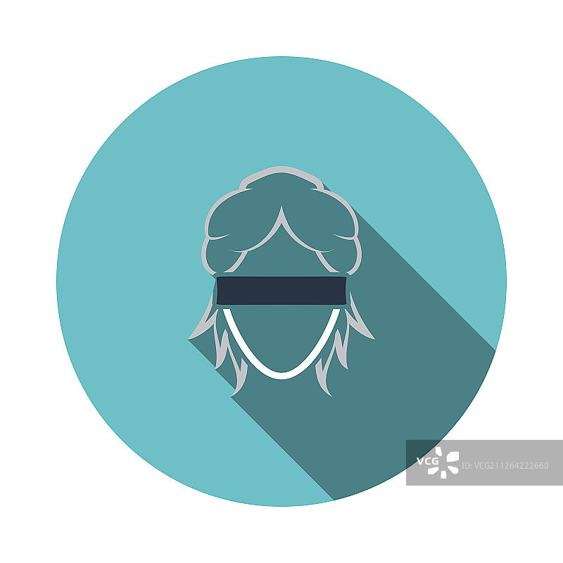 忒弥斯头像图标。扁平设计圆形，长阴影。矢量图。图片素材