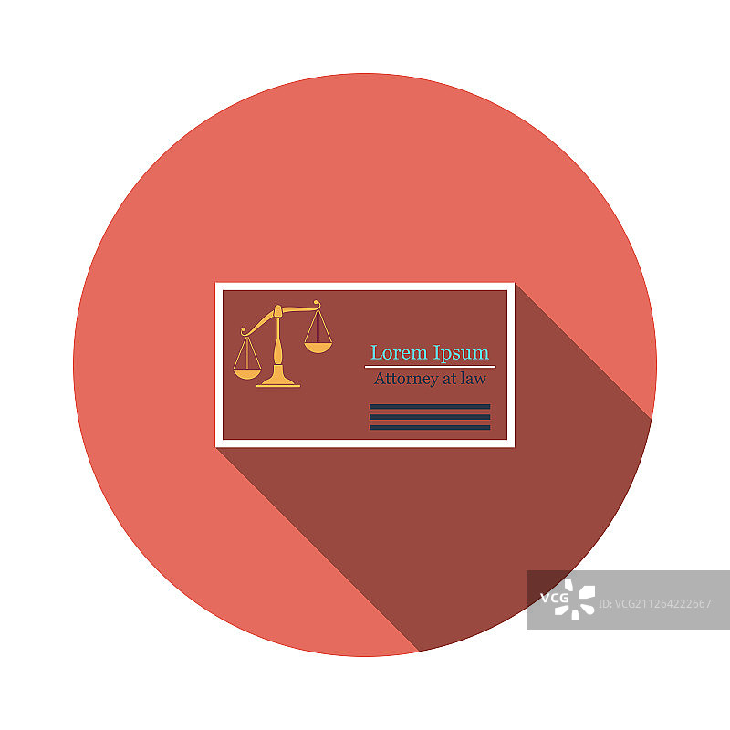 律师名片图标。扁平设计圆形长阴影。矢量素材。图片素材