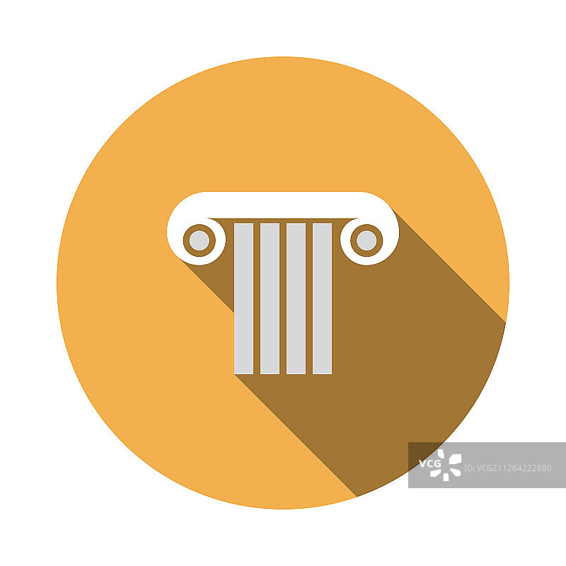古董柱图标，扁平风格圆形长阴影矢量插画图片素材