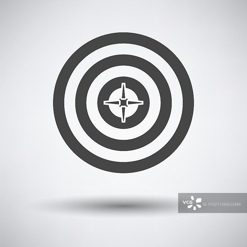 灰色背景上的靶心箭头图标（圆形阴影，矢量图）图片素材
