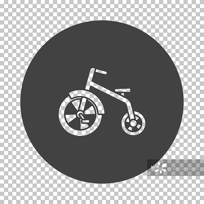 儿童三轮车图标：透明网格上的镂空模版设计，矢量素材图片素材