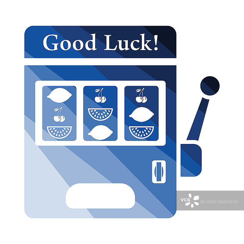 独臂老虎机图标，扁平风格设计，矢量图图片素材