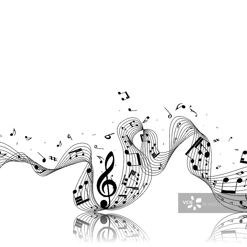 带有高音谱号和音符的音乐设计，留有复制空间。优雅的创意设计，矢量图图片素材