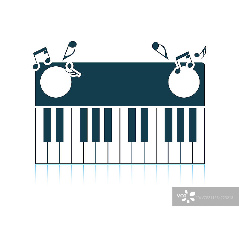 钢琴键盘图标，阴影反射设计，矢量图图片素材