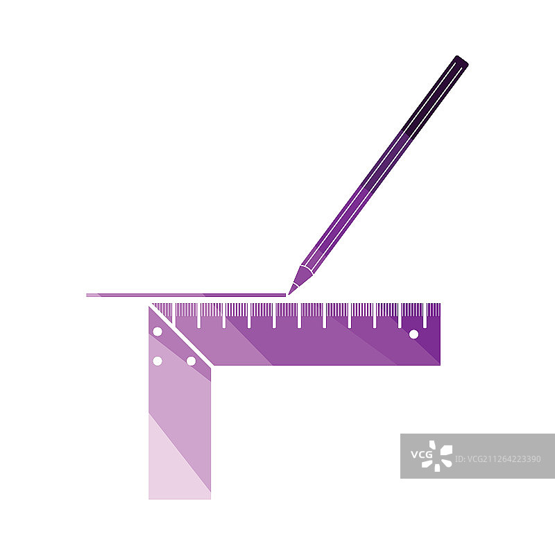 带有比例图标的铅笔线条，扁平风格设计矢量素材图片素材