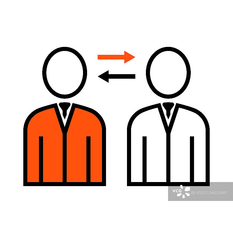 企业互动图标橙色填充细线设计矢量素材图片素材