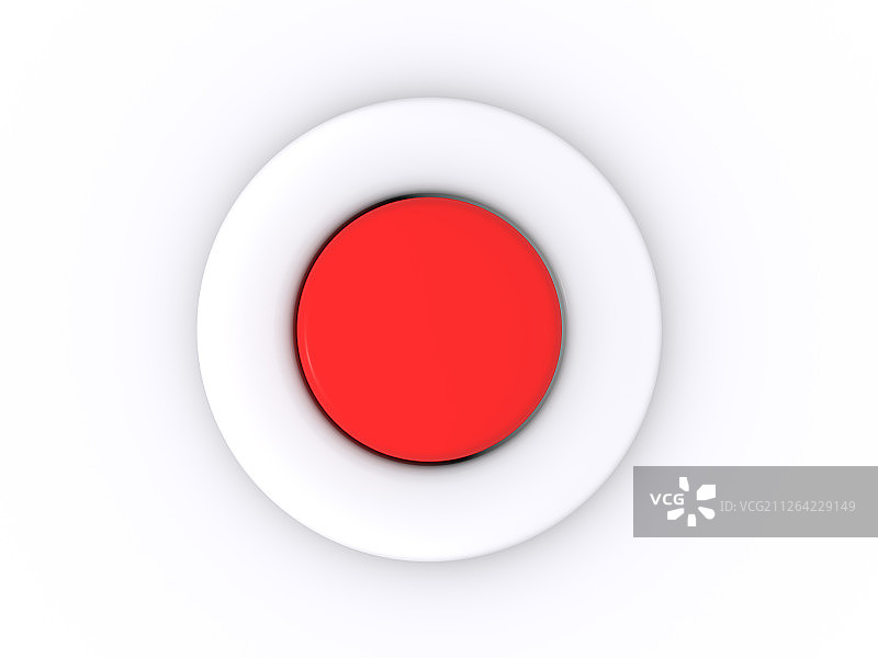 白色背景上孤立的红色圆形按钮。3D图标图片素材