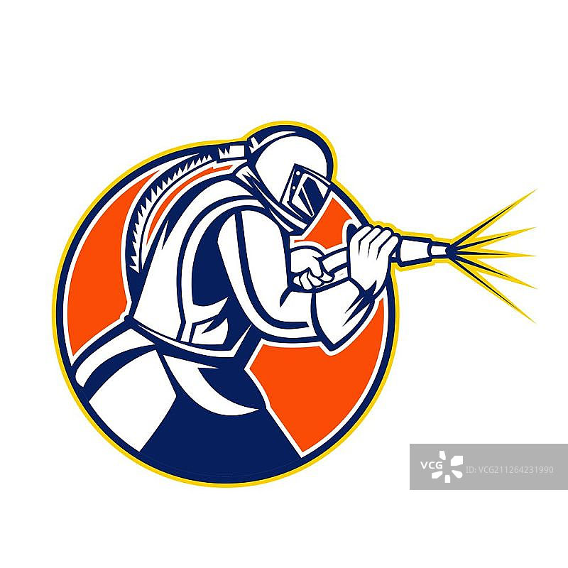 喷砂机吉祥物图标，复古风格图片素材